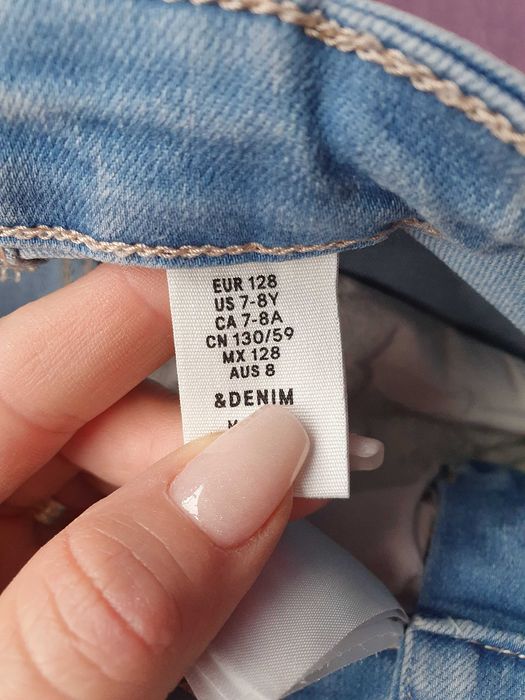 H&M - Spodnie, jeansy, ogrodniczki 7-8 lat, 128 jak nowe