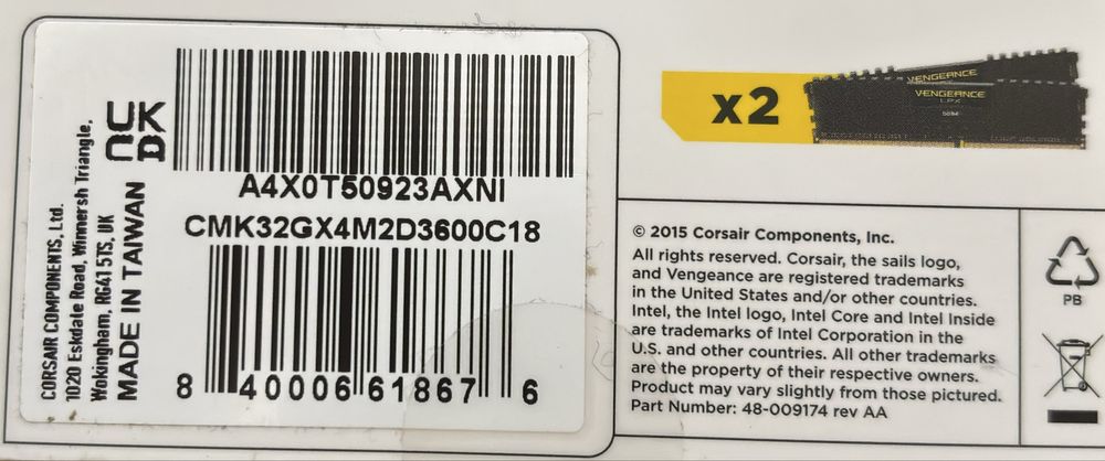 Kit Ram 32GB Corsair Vengeance LPX 3600mhz