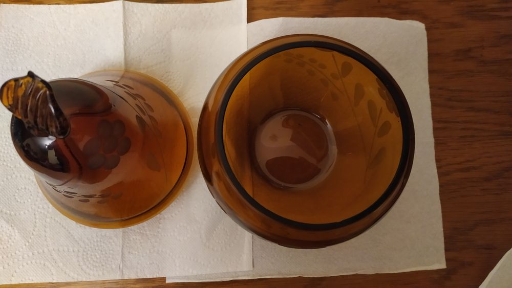 Bursztynowa szklana gruszka kolorowe szkło.