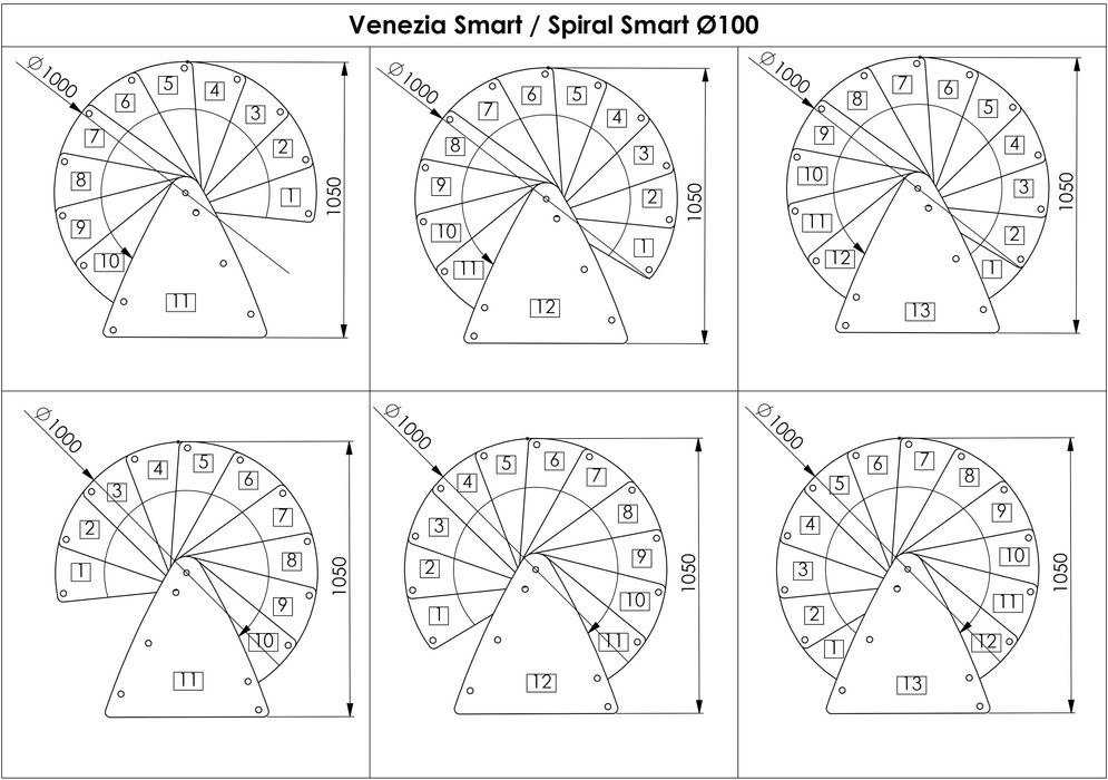 Schody kręcone Venezia Smart 100 cm. Black/ Buk