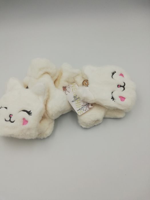 Rękawiczki kotek kremowe