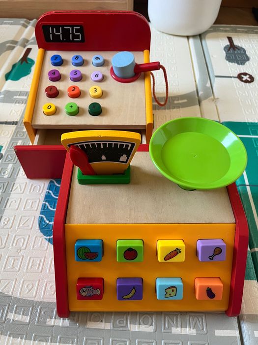 Kasa sklepowa waga sklep drewniana zabawki