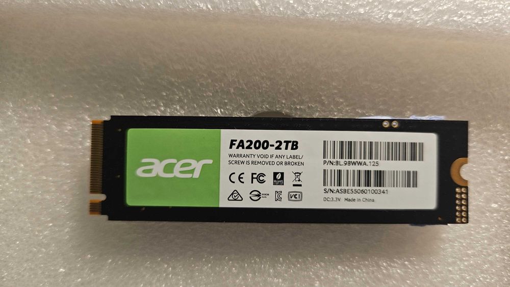 Szybki dysk SSD Acer FA200 NVMe Gen4 2TB/PCIe 4.0/m.2/7200 MB/s PC/PS5
