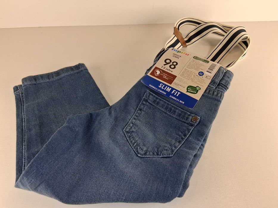 A229 Lupilu Jeansy Chłopięce Spodnie Z Szelkami Slim Fit Rozmiar 98