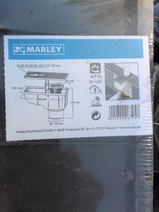 Osadnik rynnowy Marley 110 mm boczny - czyszczak studzienka - 4 szt NOWE