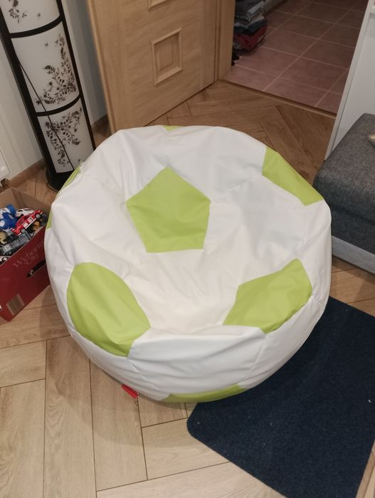 SPORT L Puf piłka, biało-zielony