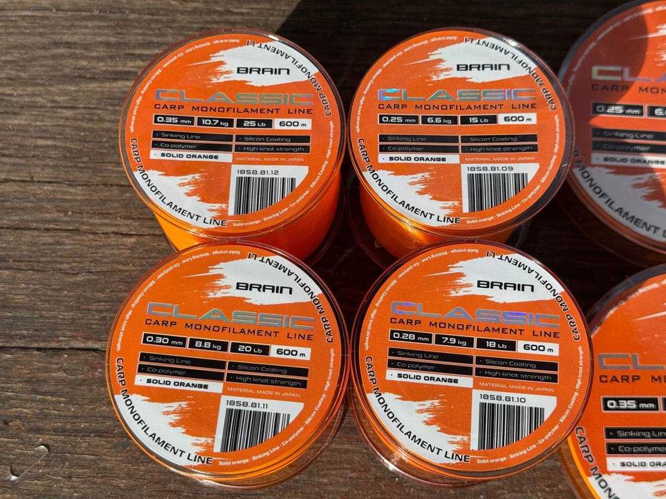 Волосінь/жилка/леска Brain Classic Carp Orange 0.25-0.28-0.3-0.35мм