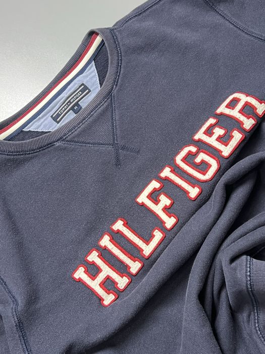 Tommy Hilfier Vintage Granatowa Bluza z Okraglym Dekoltem M