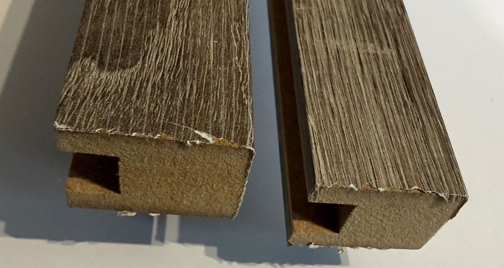Lamele 3D szary dab, 4x3x280 cm, z frezem, nowe, 35 szt
