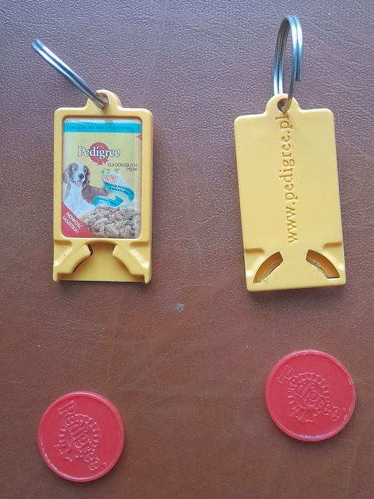 Brelok do kluczy Pedigree z żetonem do wózka sklepowego 2 sztuki.