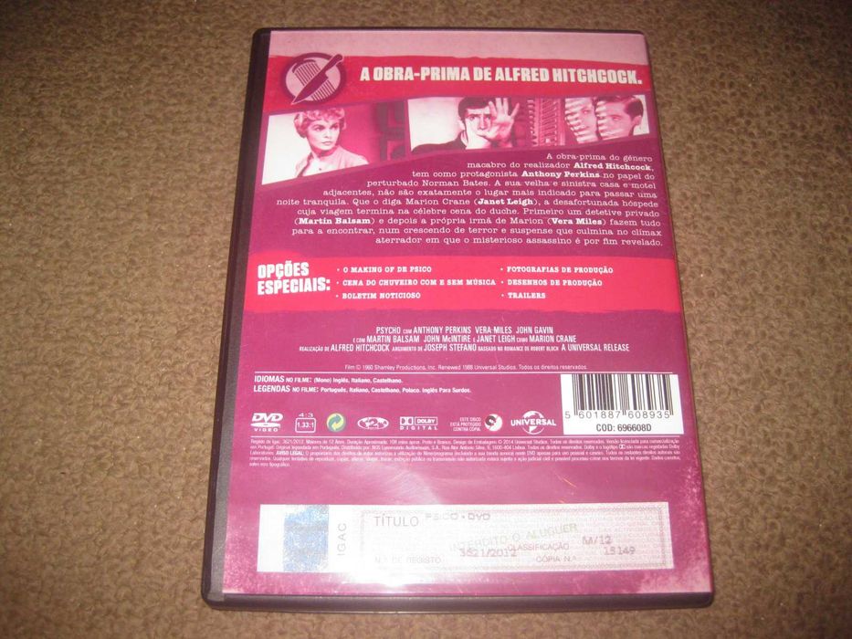 DVD "Psico" de Alfred Hitchcock