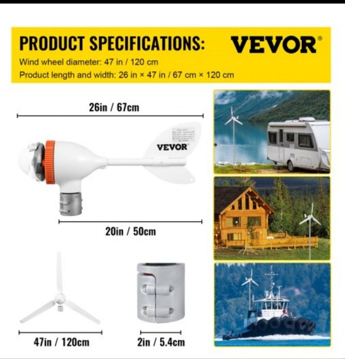 Eólicas Horizontais e verticais de 400 ,500,600,800 watts