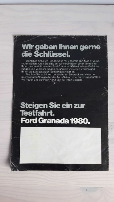 Prospekt rozkładowy Ford Granada 1980