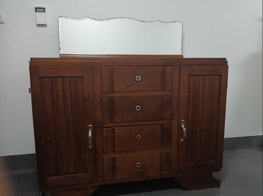 Aparador com espelho de cristal, restaurado, anos 50