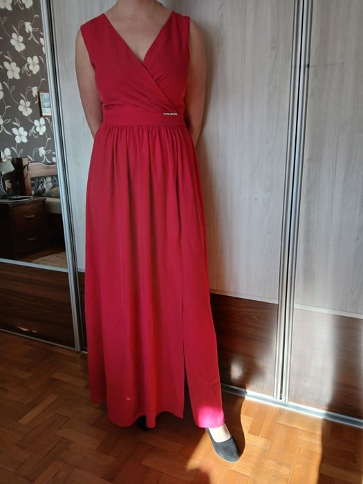 Sukienka maxi malinowa 40