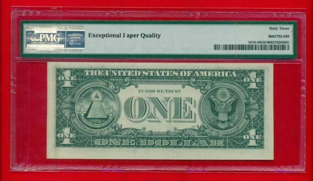 Nota 1 Dollar 1977 - PMG Unc. - Capicua FRN St. Louis - 48 anos