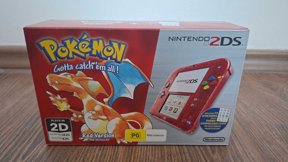 Konsola Nintendo 2DS przeźroczysty czerwony + gra HeartGold Złota Edyc