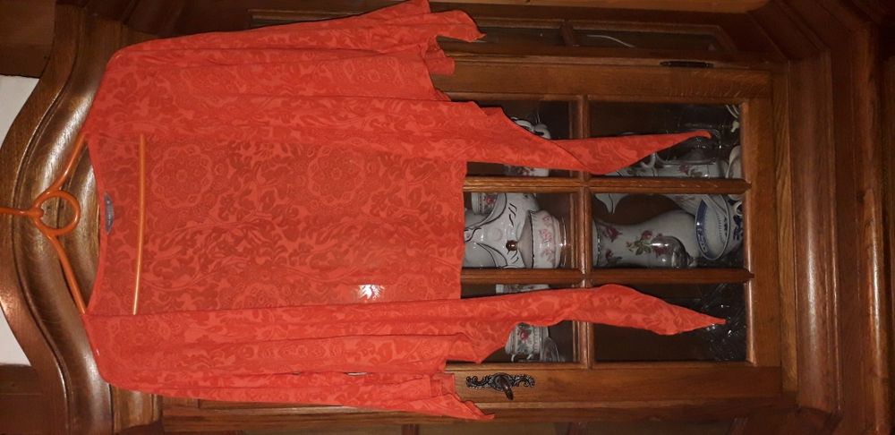 Narzutka 36 s 38 m sweter wiązany per uno pomarańczowa blezer 40 xl 16