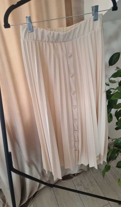 Reserved kremowa plisowana spódnica MIDI maxi L