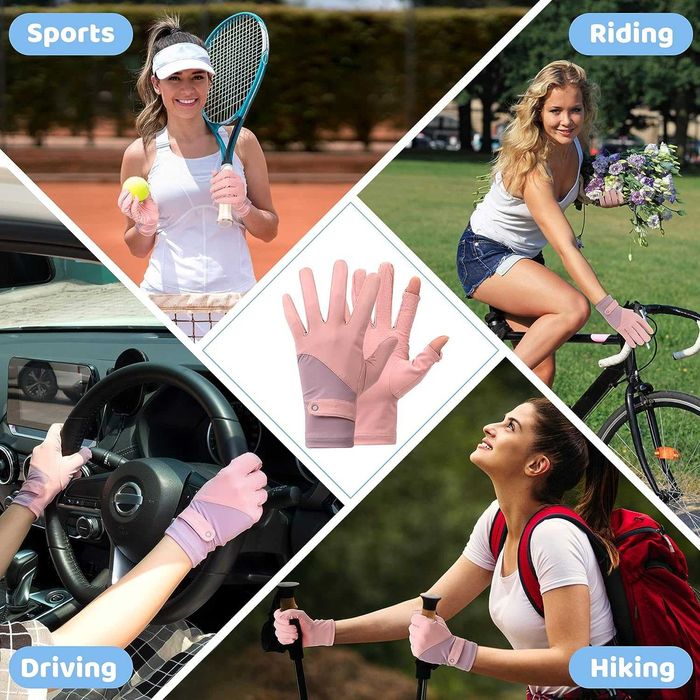 Luvas protecção solar UV para mulher ciclismo condução manicure - rosa