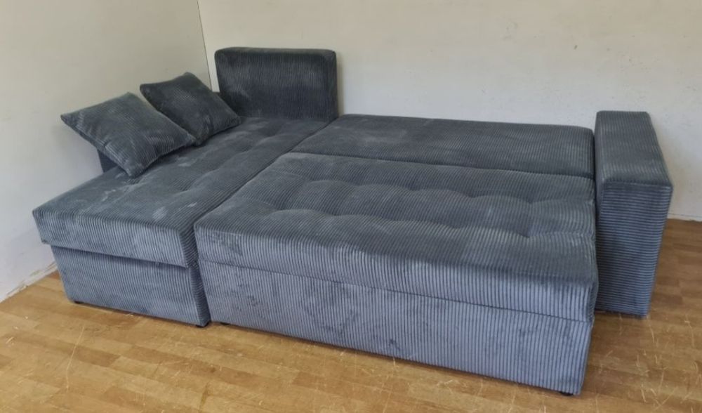 Nowy Narożnik sprężyny automat sztruks welur plusz kanapa sofa rogówka