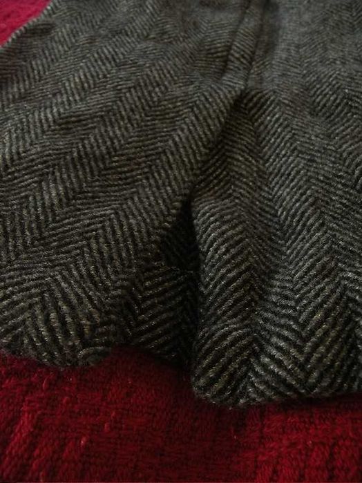 Spódnica ciepła szara ołówkowa paski zimowa Vintage 32 XXS Hand made