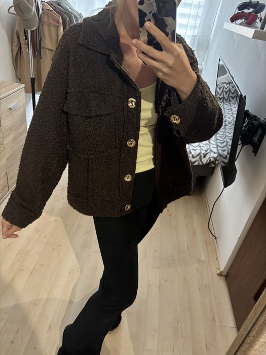 Kurtka koszulowa teddy miś baranek brazowa czekoladowa