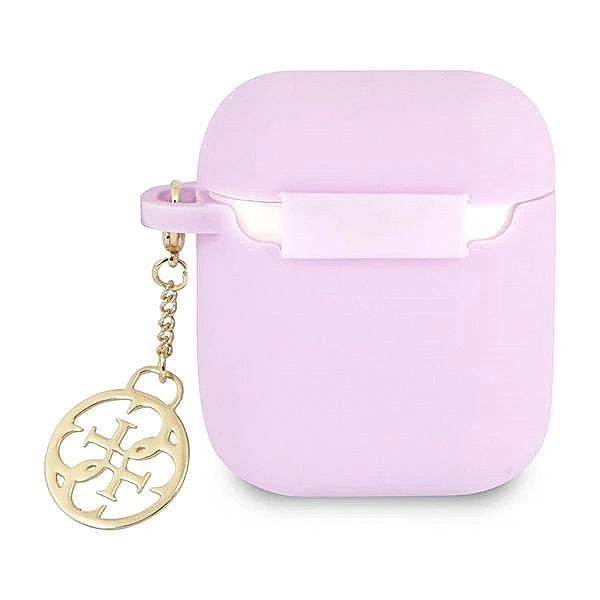 Etui Guess Silicone Charm 4G Collection na AirPods 1/2 - fioletowe