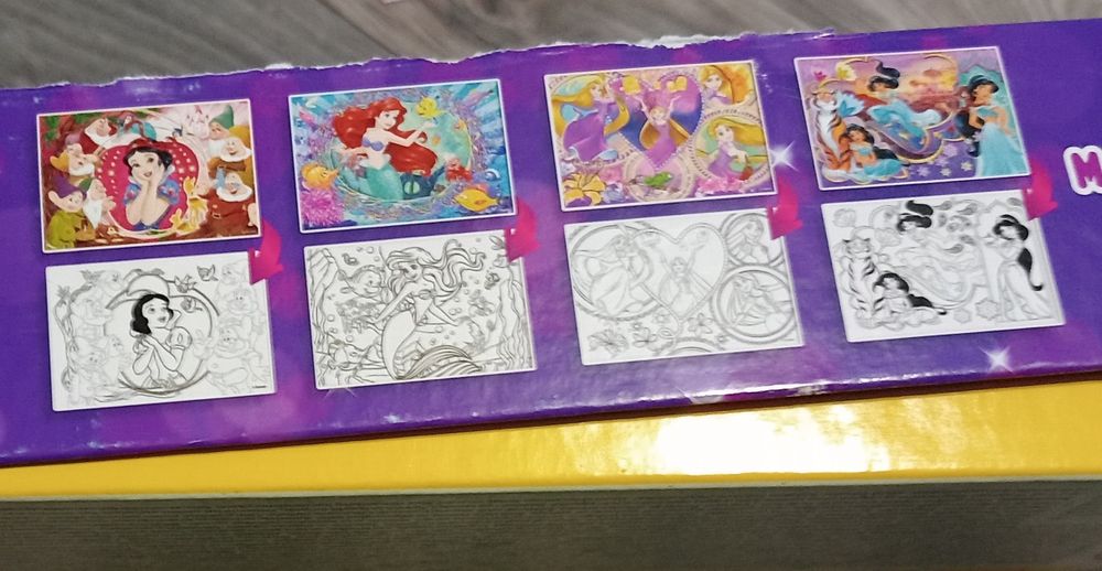 Puzzle księżniczki Disney 4w1 kolorowanka