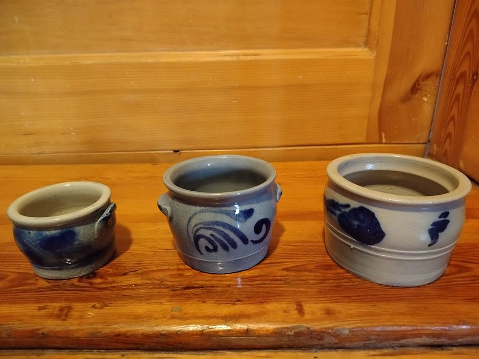 3 buncloki Śląskie małe ceramiczne wysokosc 9,8, 7 cm
