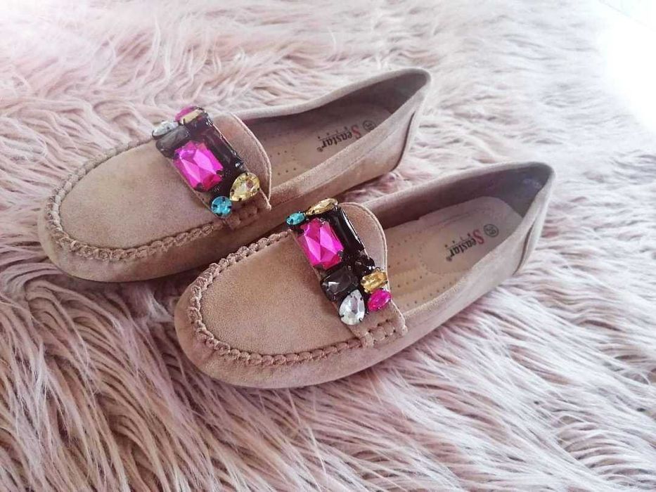 Pięknie mokasynki – beżowe i czarne – wszystkie rozmiary