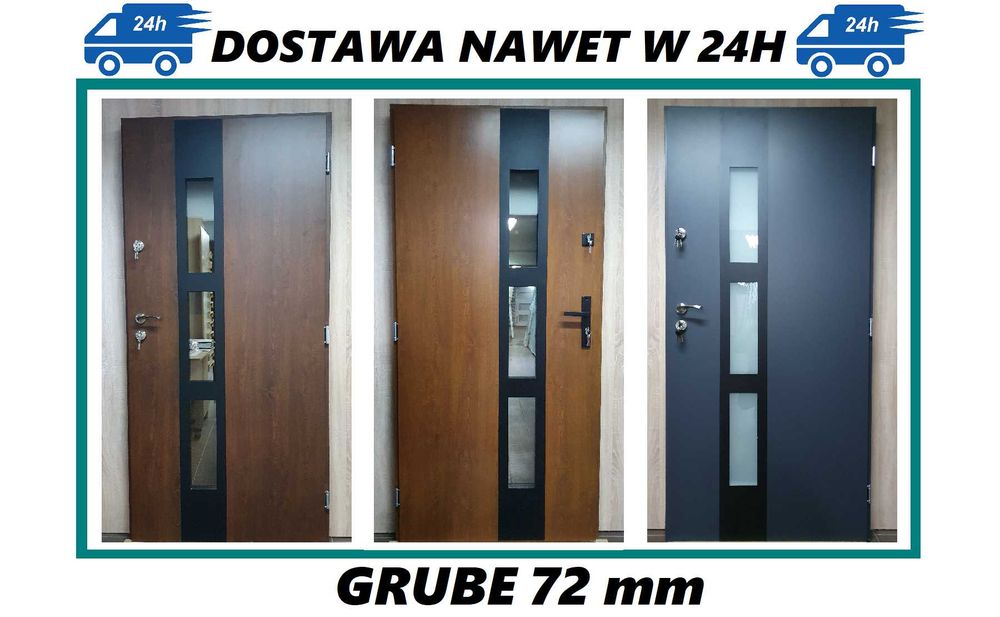 Drzwi zewnętrzne 80 90 GRUBE 72 mm model AFRYKA 2 SZYBKA DOSTAWA