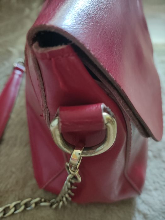 Сумка з натуральної шкіри червоного кольору