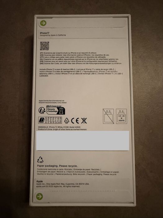 IPHONE 17  512GB Novo(SELADO)- Nunca usado