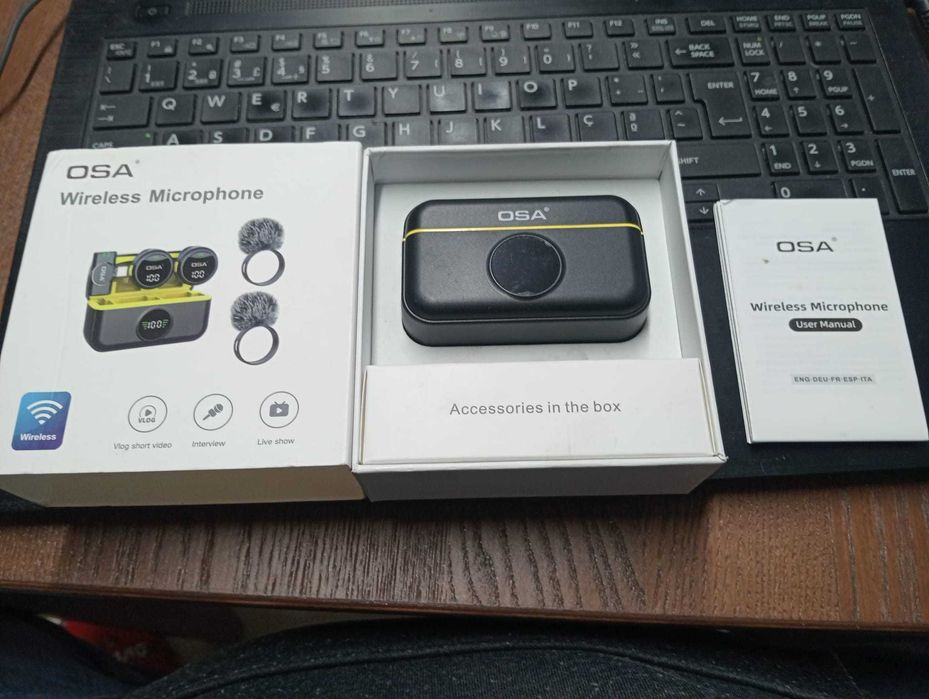 Kit 2 Microfones Lapela Sem Fios OSA H5 - NOVO - Entrevistas/Vlogs