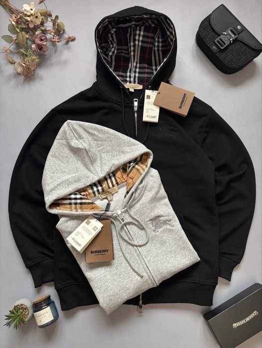 Зіп худі Burberry Чорне / Сіре