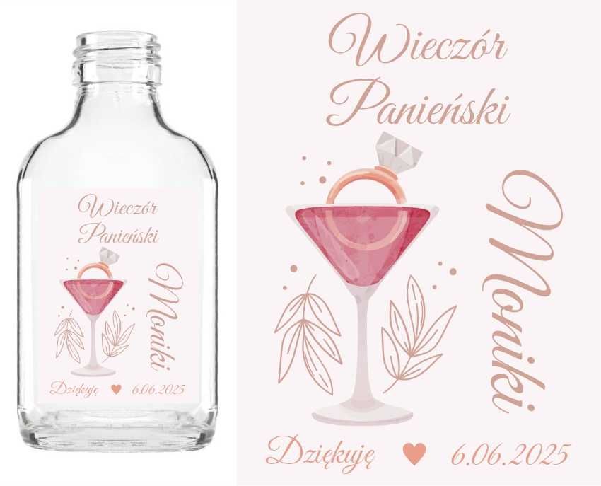 Butelki setki na WIECZÓR PANIEŃSKI z naklejką podziękowanie