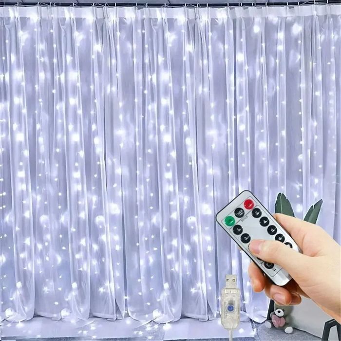 Гірлянда 3х3м.300 led з пультом/штора крапля роси /Гирлянда/Герлянда