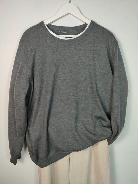 Sweter Męski Hawkshead Rozmiar L 100% Wełna Merino Extra Fine Grafitowy Szary Klasyk