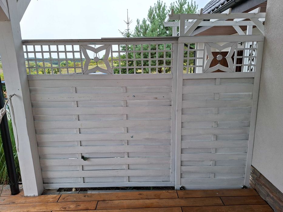 Zabudowa drewniana ściany altany, pergola, płotek