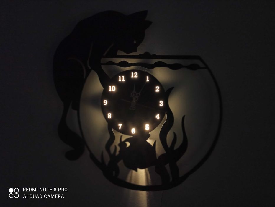 Zegar ścienny LED ,RGB, lampa, kinkiet akwarium kot,