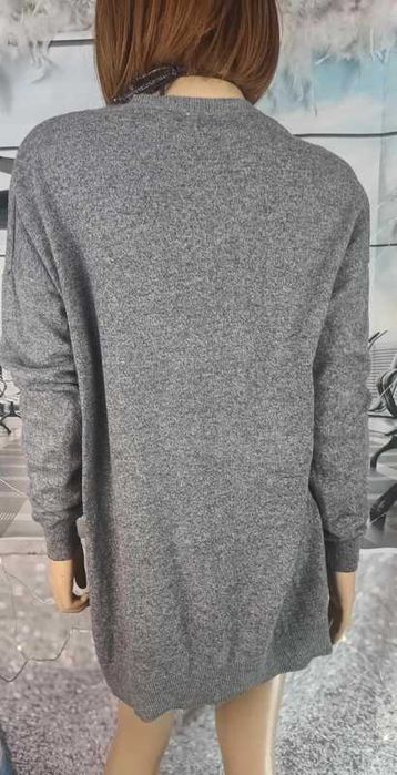 Sweter damski długi szary z białą gwiazdą, Vero Moda M