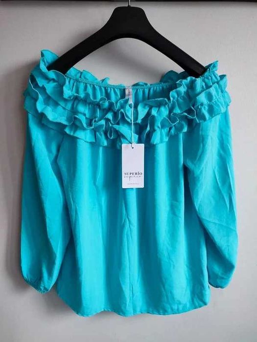 Bluzka z falabnka meksykanka niebieska