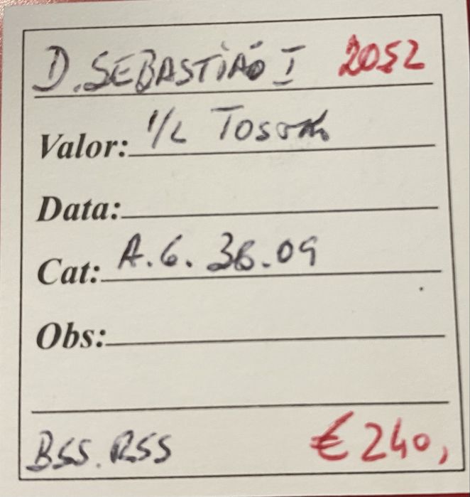 Moeda (2052) D. Sebastiao I - 1/2 Tostao