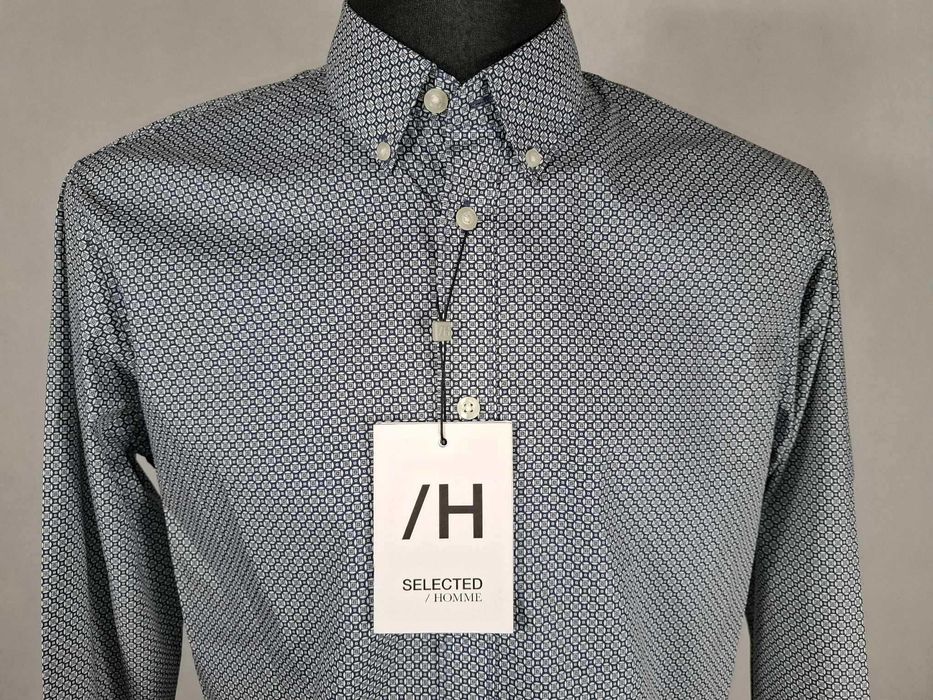SELECTED HOMME Slim Nowa Koszula Męska L 42 Oryginalna Bawełna 100%
