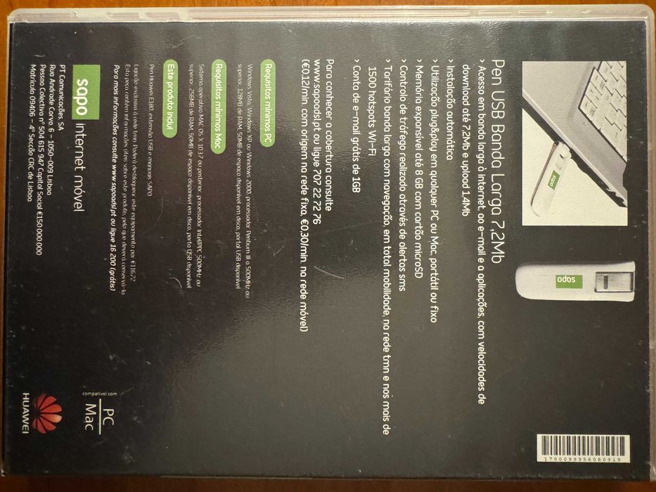 Modem Banda Larga Movel USB 3G SAPO - Para colecionadores