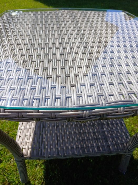 Stolik tarasowy ogrodowy Technorattan szklany gruby blat 50 x 50 Taras