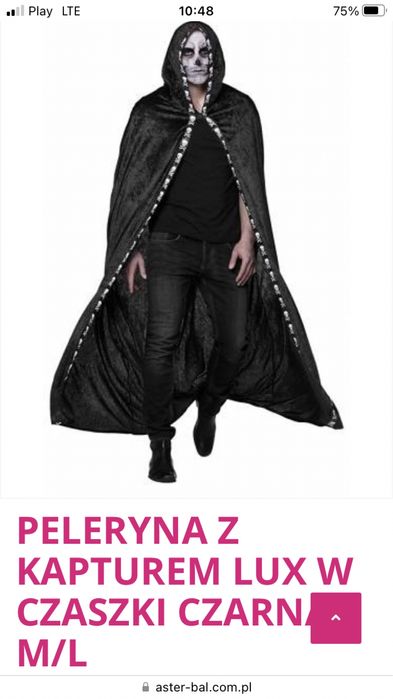 Nowa Peleryna welurowa  z kapturem duża M/L