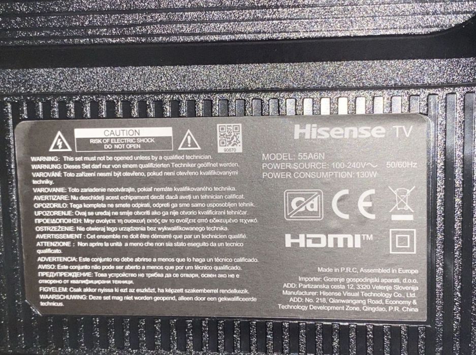 Tv Hisense 55 para peças