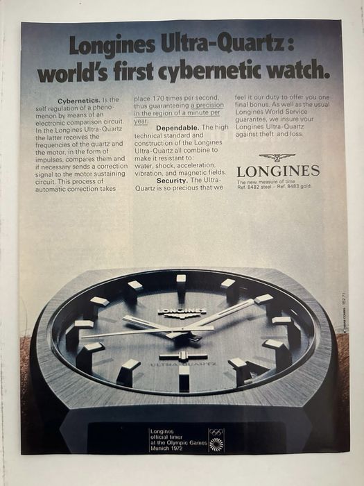 Anúncio Vintage Longines Ultra-Quartz - 1970s